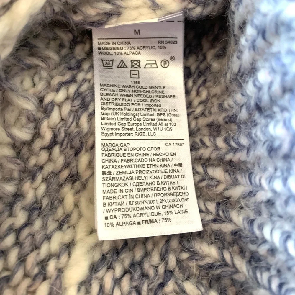 GAP Chunky Fair Isle Crew Neck Sweater Womens Medium Oversized with Alpaca Wool - Picture 10 of 14